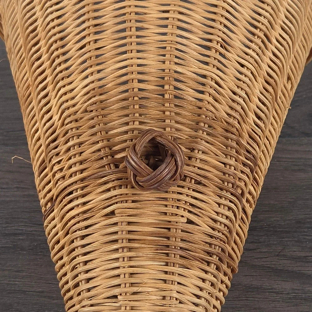 Vintage Wicker Cornucopia Basket 2pc Set Tan Thanksgiving Fall Decor Rustic